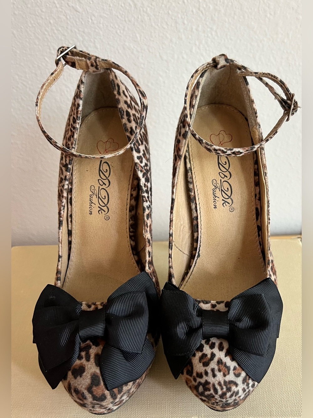 Leopard Print Platform Closed Toe Heels- Size 6